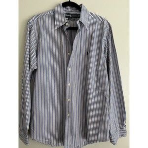 Ralph Lauren Polo Long Sleeve Button Down Blue Striped Shirt Men’s Large